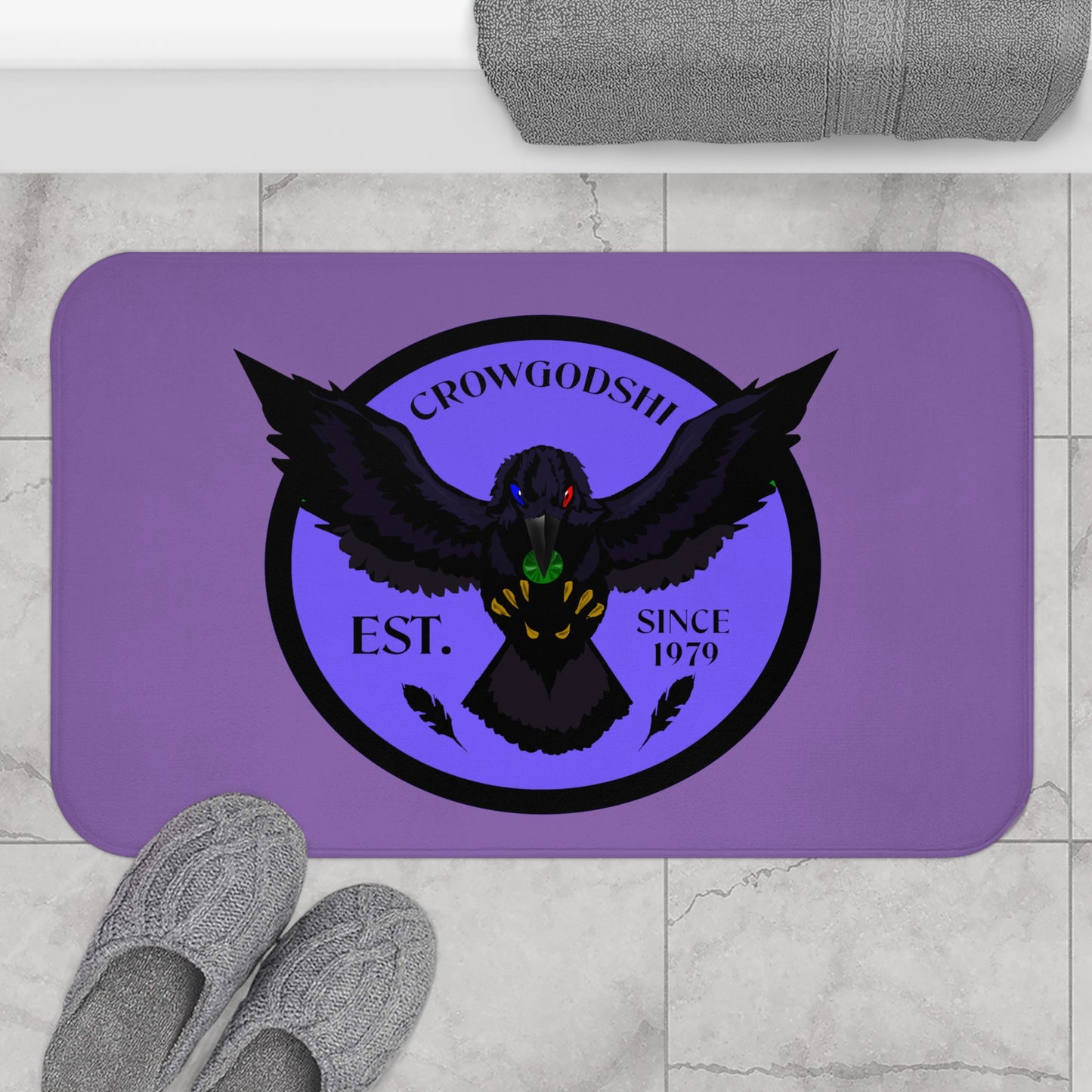 Crowgodshi First Generation Bath Mat, PURPLE LOGO