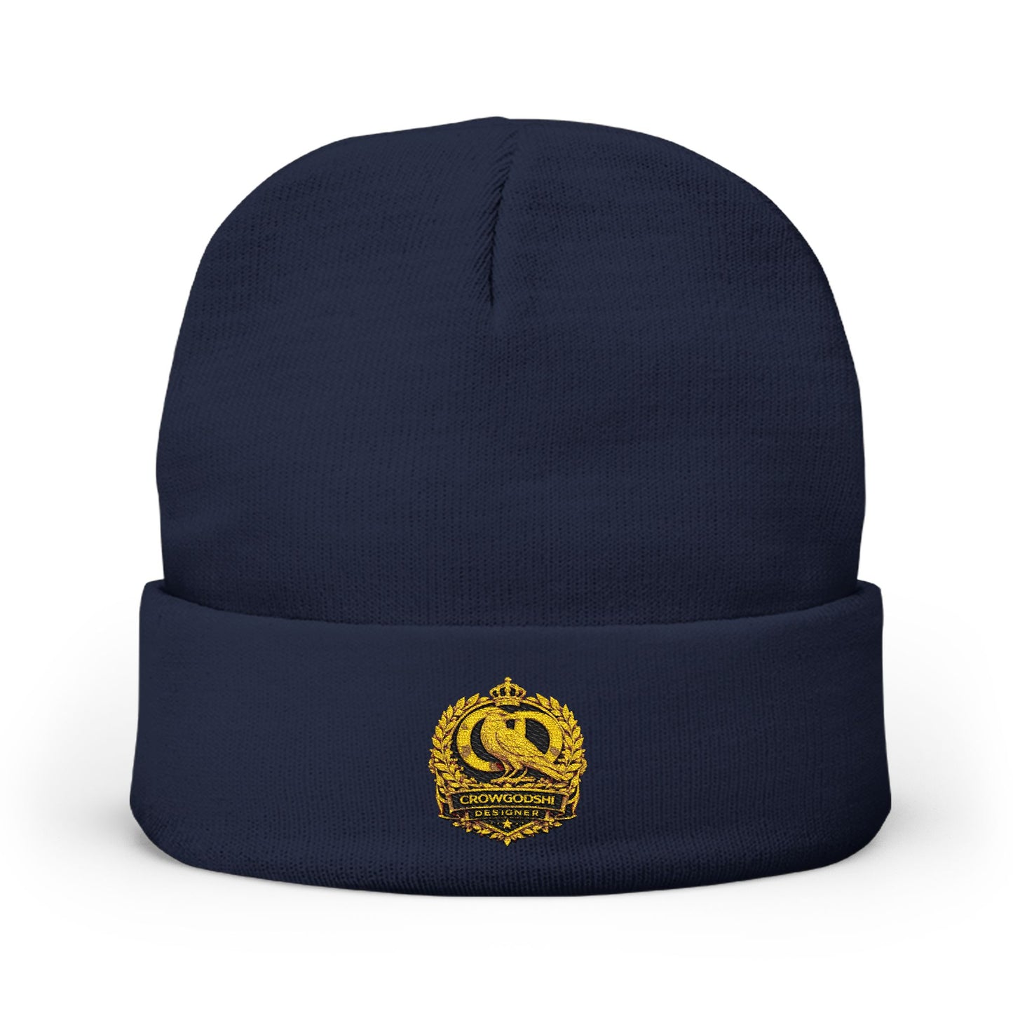 Crowgodshi Designer  Embroidered Knit Beanie