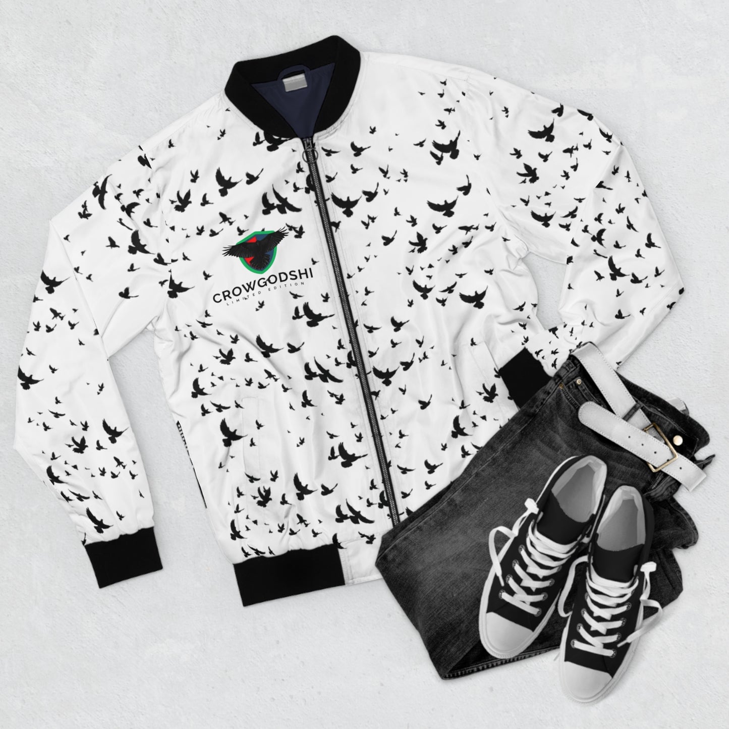 Crowgodshi Designer Bomber Jacket Flock of Crows