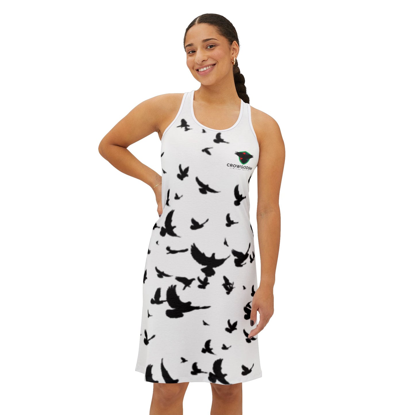 Boho Chic Women's Racerback Dress with Bird Print - Perfect for Summer Outings