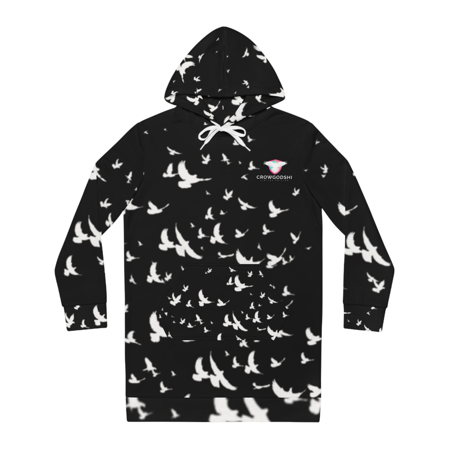 Women's Crowgodshi Limited Edition White Crows Hoodie Dress (BLACK)