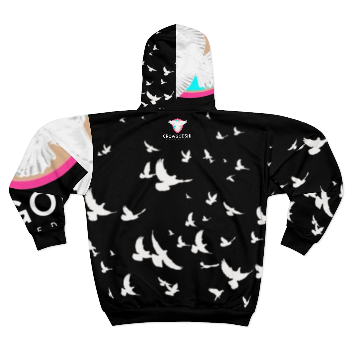 Crowgodshi King  Bird Print Zip Hoodie - Stylish & Comfortable Outerwear for Nature Lovers