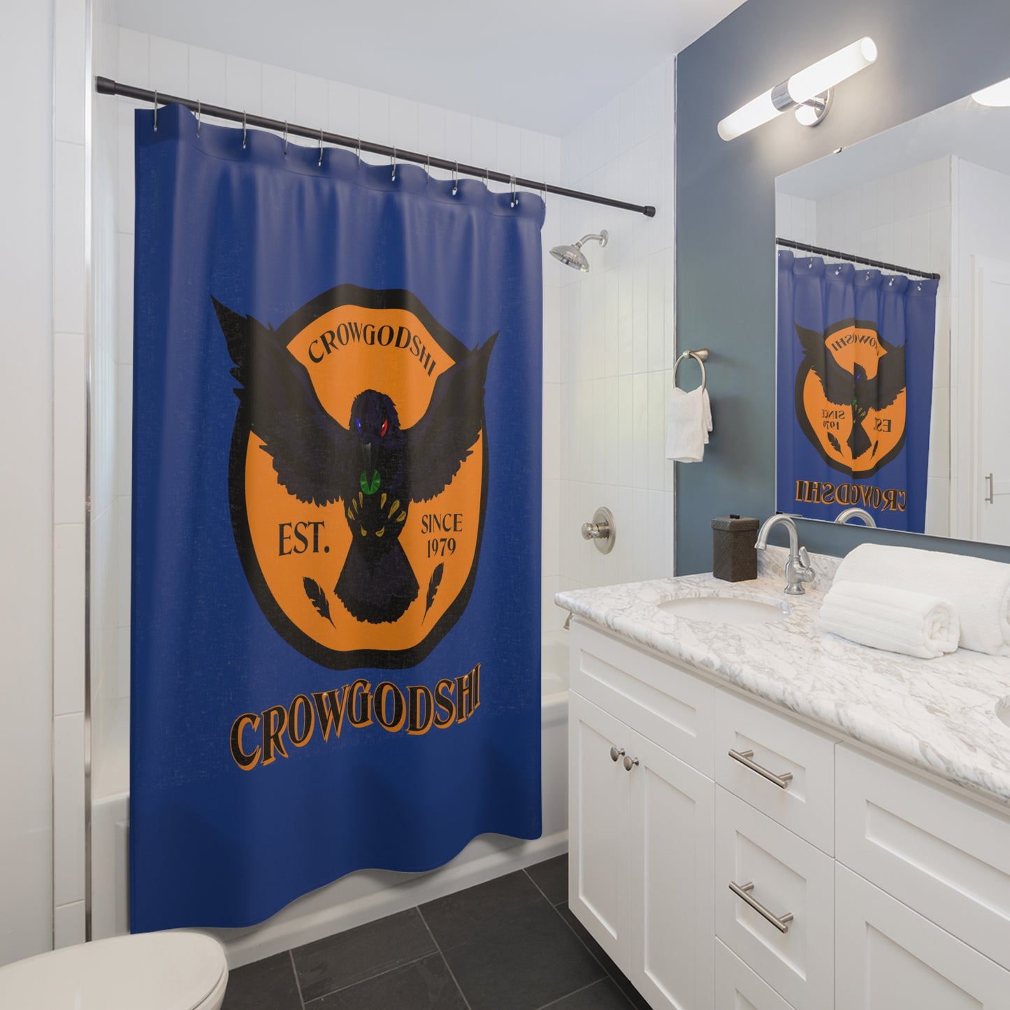 Crowgodshi First Generation Shower Curtain, ORANGE LOGO