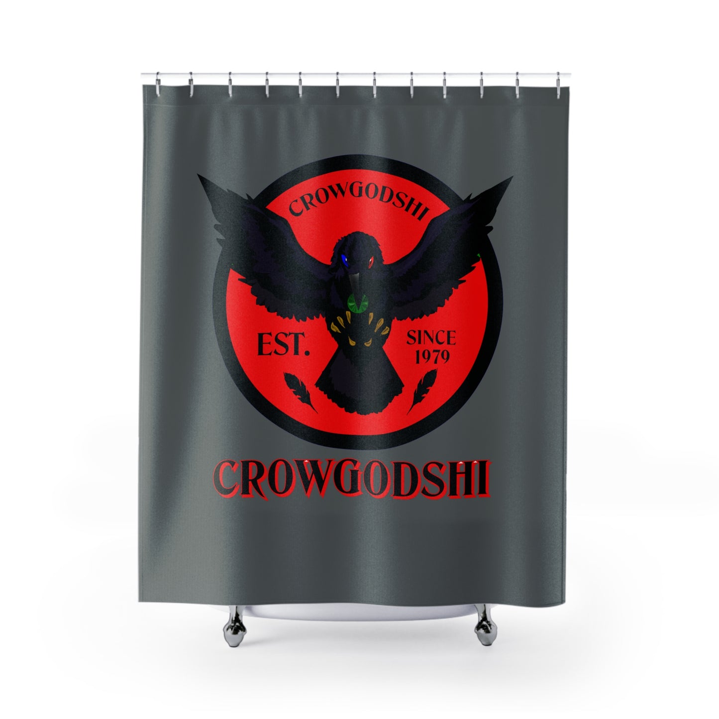 Crowgodshi First Generation Shower Curtain, RED LOGO