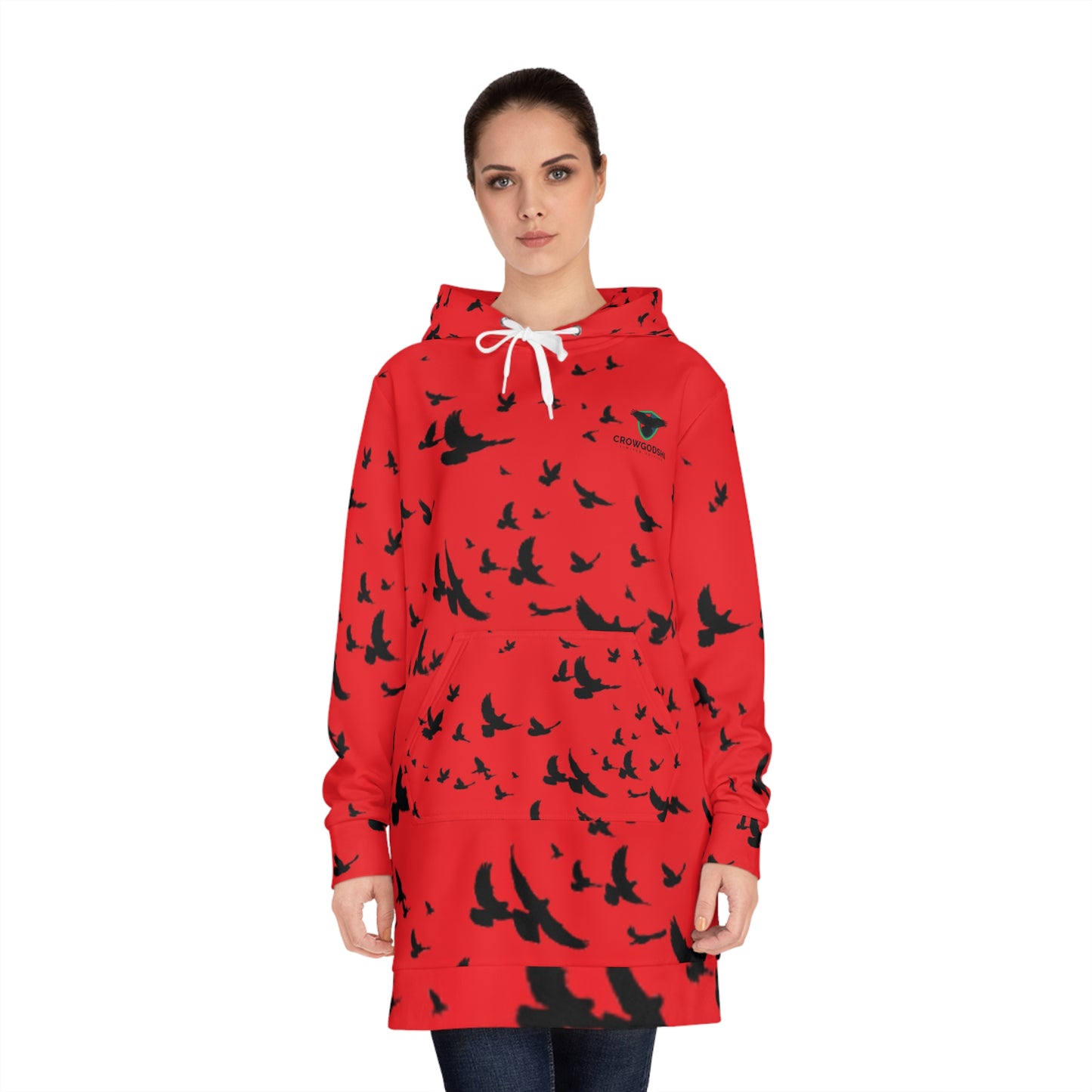 Women's Hoodie Dress with Stylish Bird Print - Cozy and Trendy for Everyday Wear
