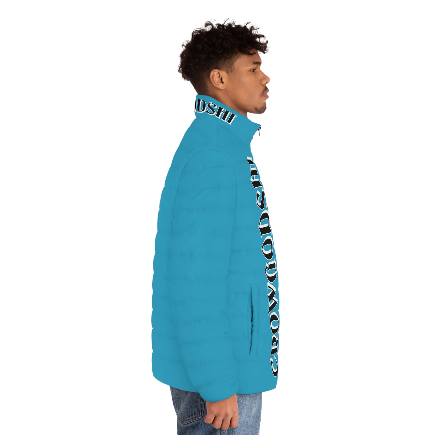 Men's CROWGODSHI Puffer Jacket, AQUA BLUE
