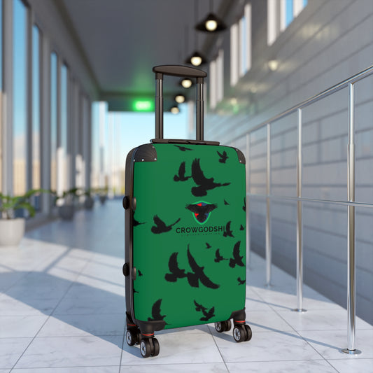 Stylish Green Crow Pattern Hard Shell Suitcase