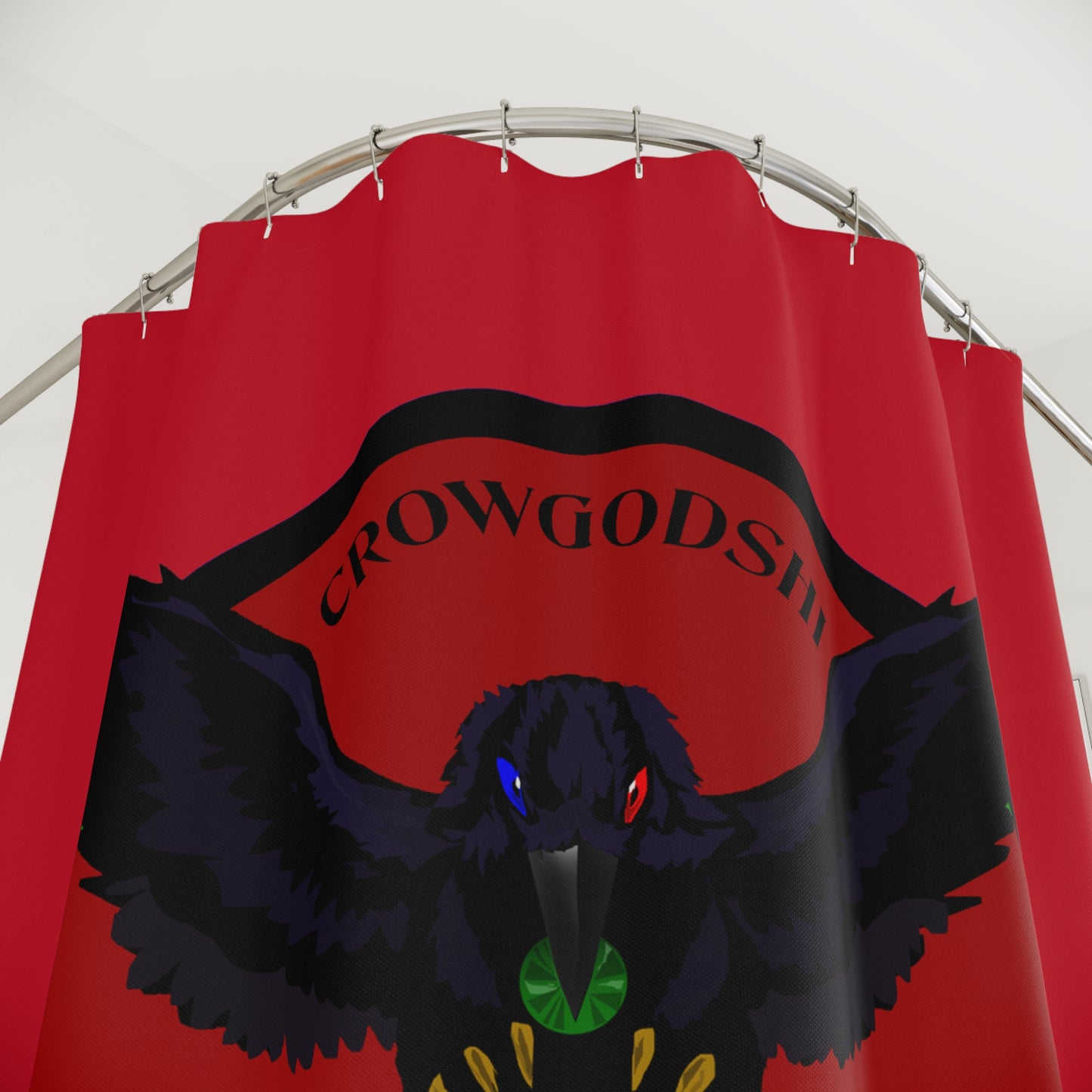 Crowgodshi First Generation Shower Curtain, BURGUNDY LOGO
