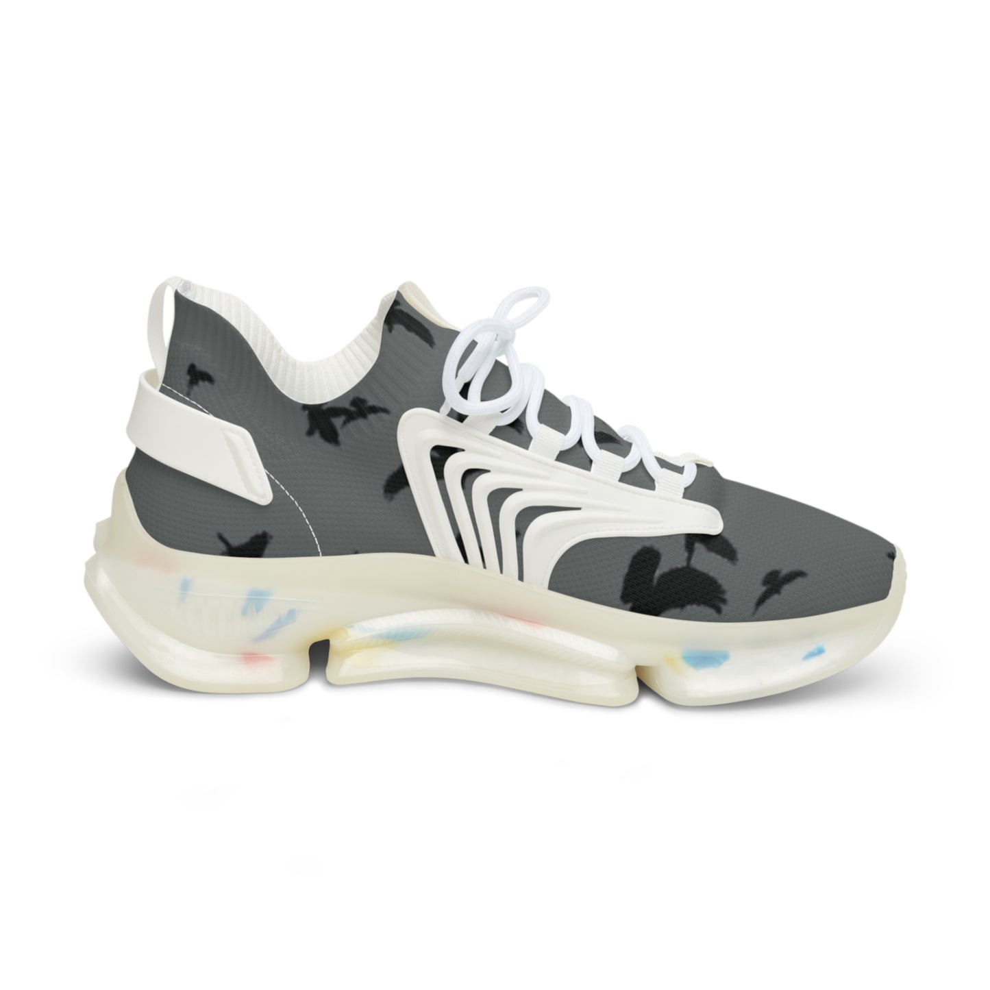 Crowgodshi Mesh Sneakers with Artistic Bird Print