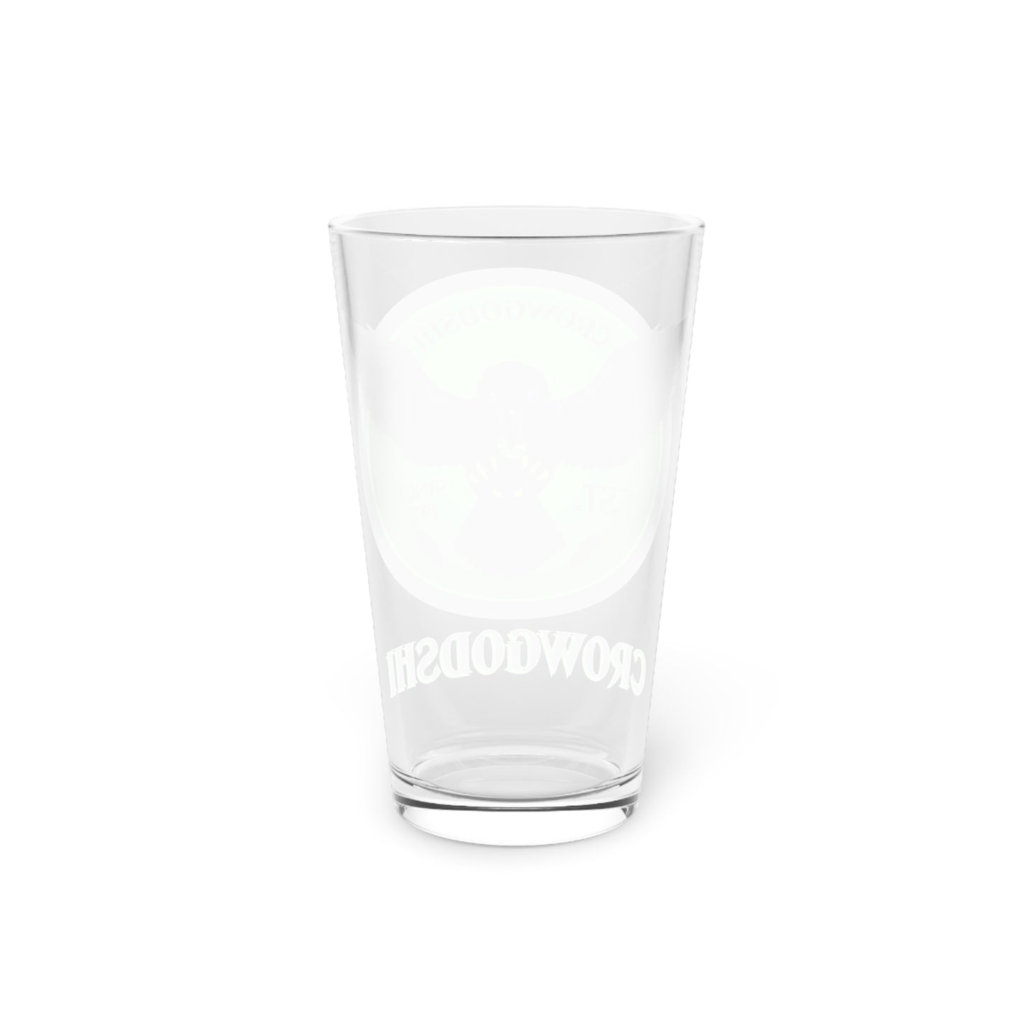Green Logo Crowgodshi Pint Glass, 16oz