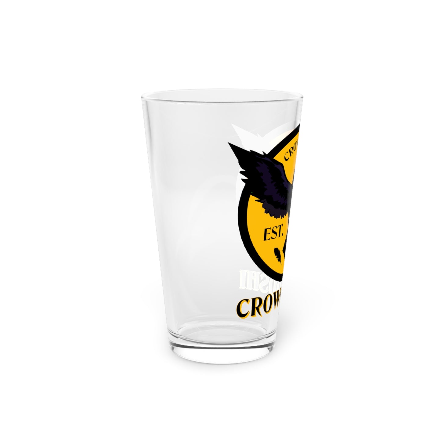 Gold Logo Crowgodshi Pint Glass, 16oz