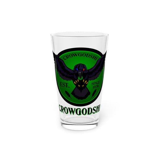 Green Logo Crowgodshi Pint Glass, 16oz