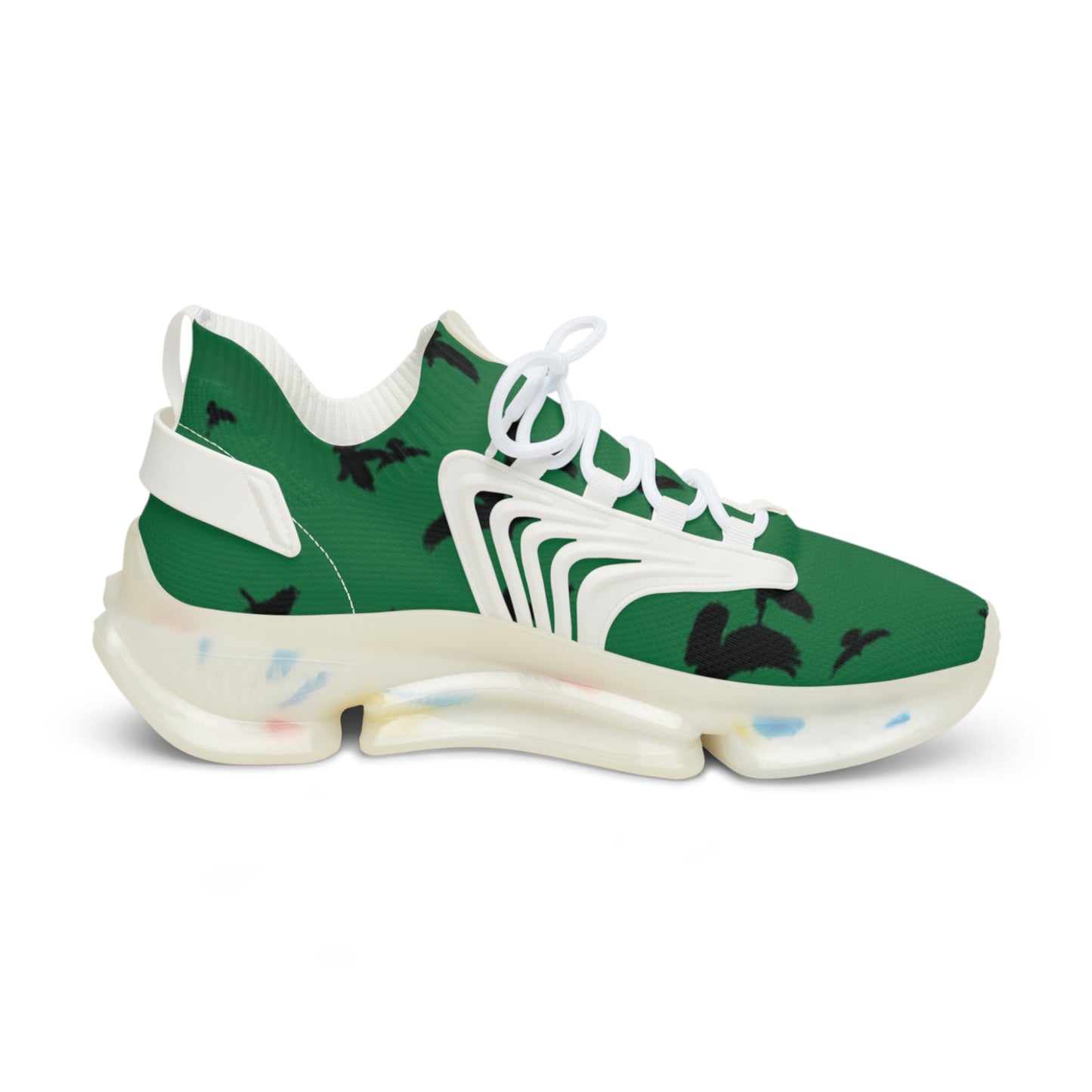 Crowgodshi Mesh Sneakers with Artistic Bird Print