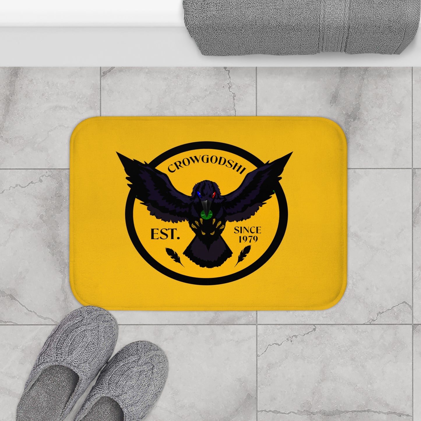 Crowgodshi First Generation Bath Mat, GOLD LOGO
