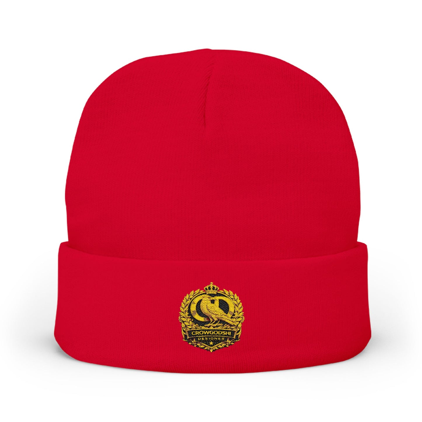 Crowgodshi Designer  Embroidered Knit Beanie