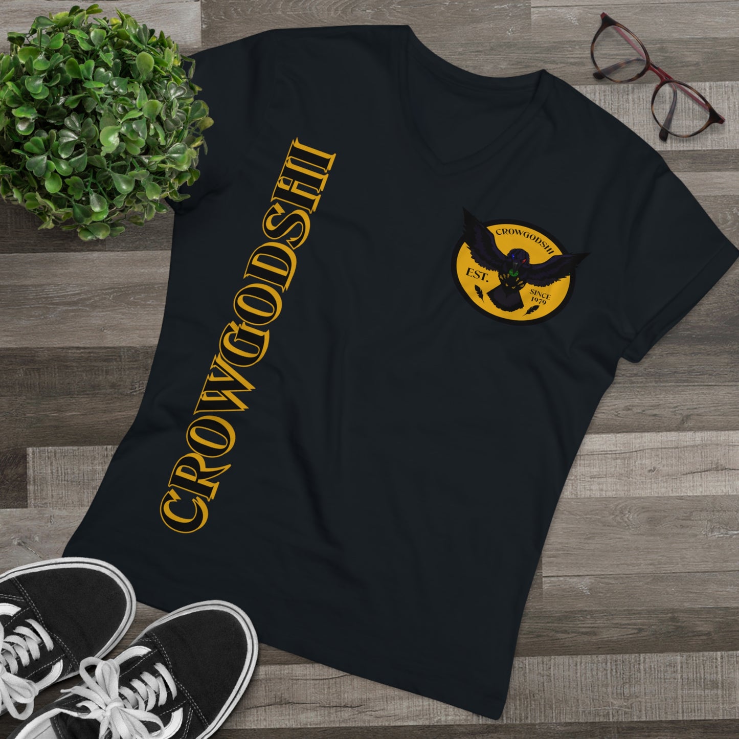 Crowgodshi Designer First Generation Men’s Presenter V-neck, GOLD LOGO