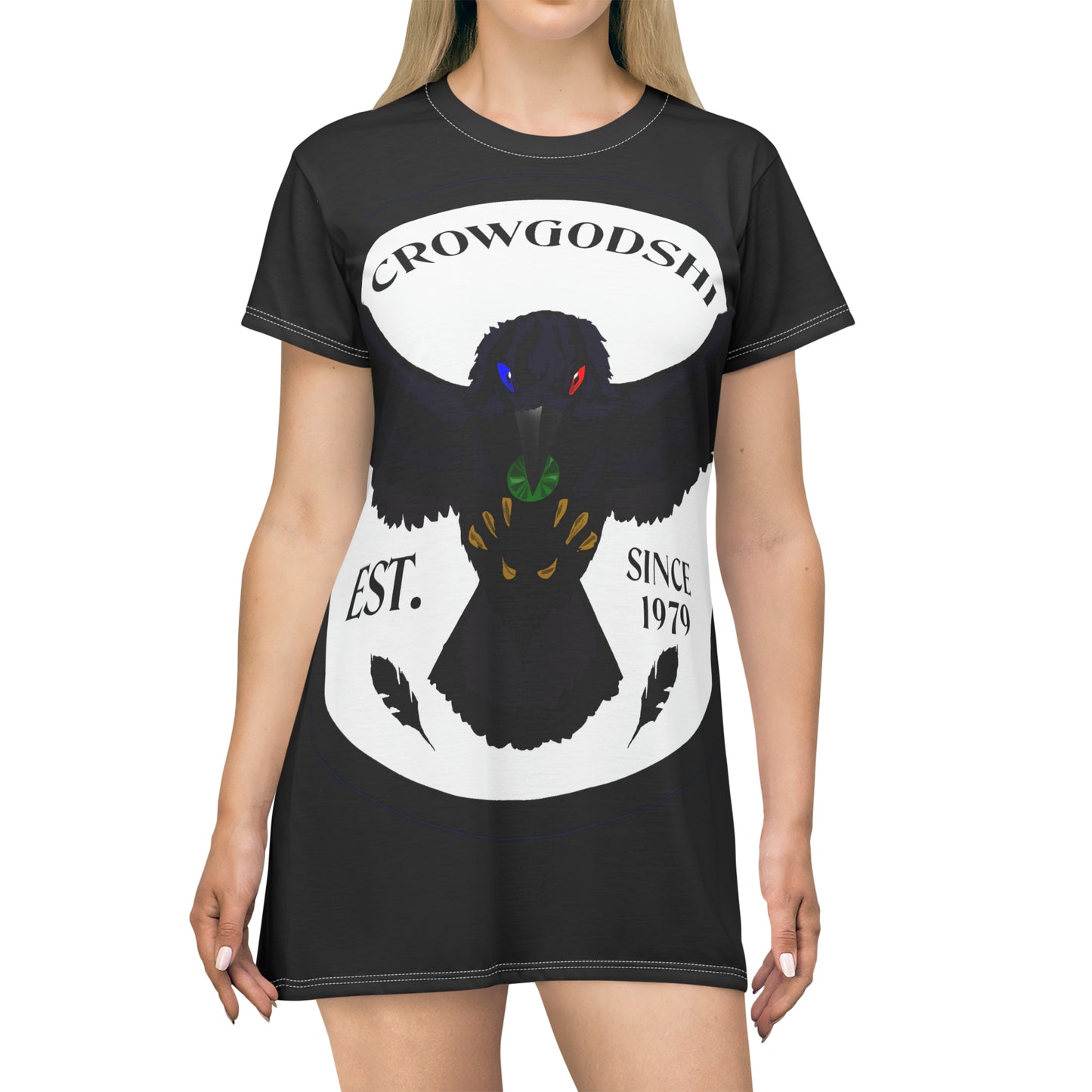 Crowgodshi Symbol T-Shirt Dress, WHITE LOGO