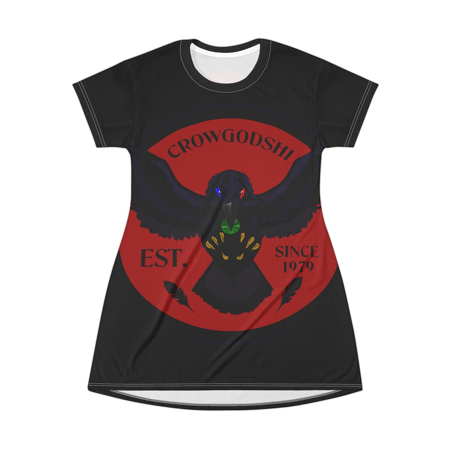 Crowgodshi Symbol T-Shirt Dress, BURGUNDY LOGO