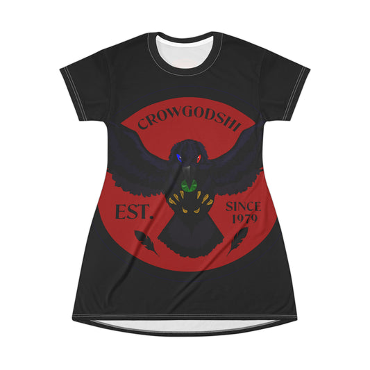 Crowgodshi Symbol T-Shirt Dress, BURGUNDY LOGO