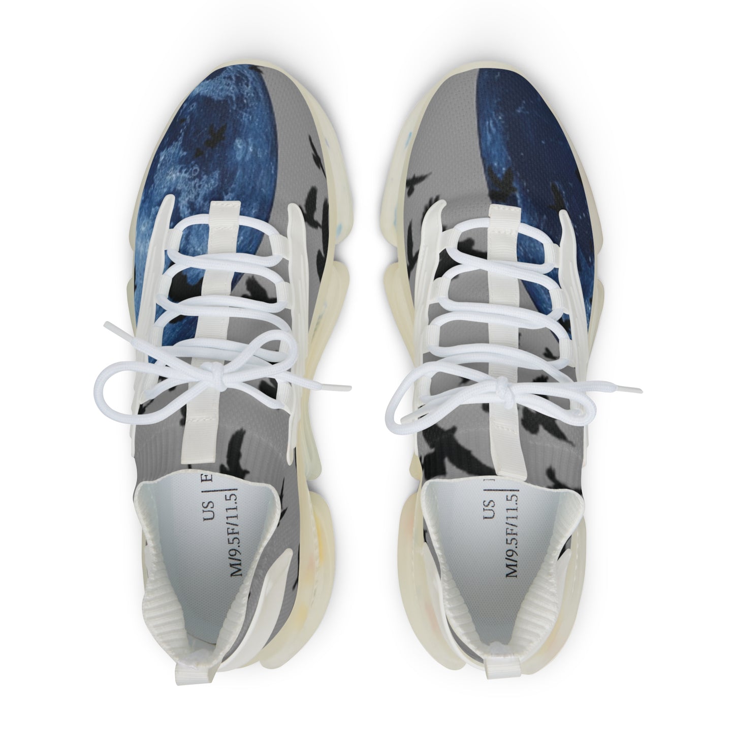 Crowgodshi Mesh Sneakers with Artistic Bird Print