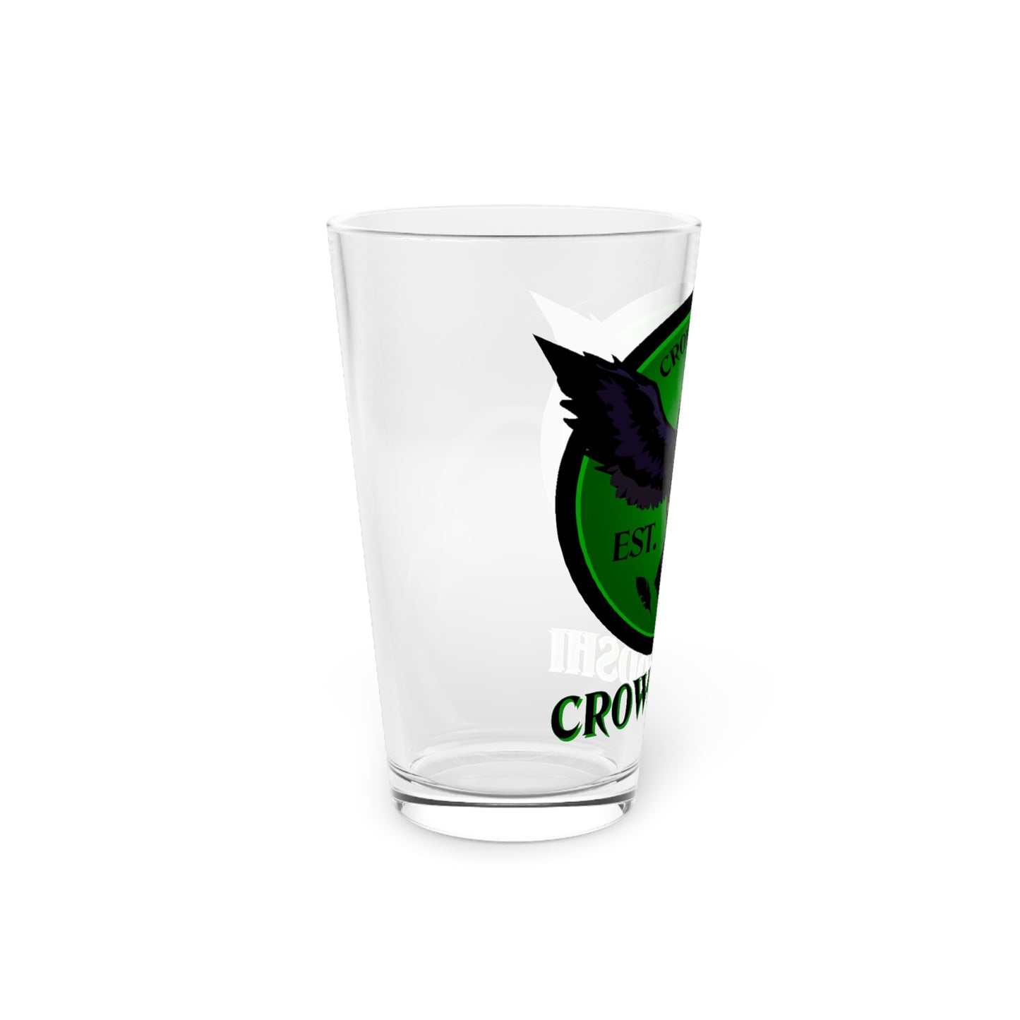 Green Logo Crowgodshi Pint Glass, 16oz