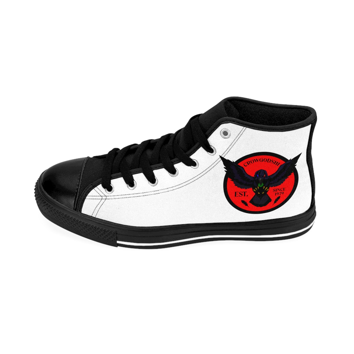 Crowgodshi 2nd Gen. High-Tops, White on White w/ RED LOGO