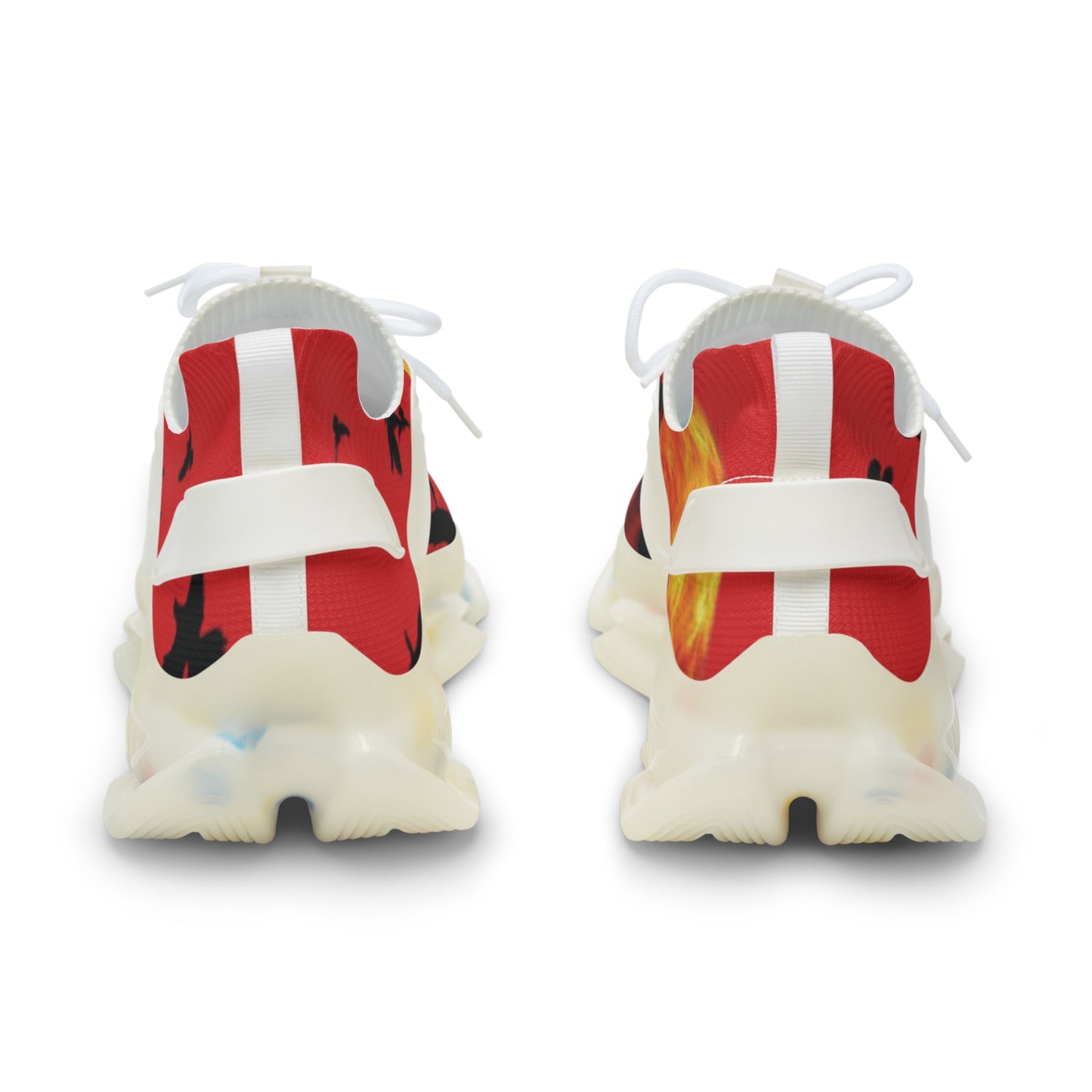 Crowgodshi Fire Storm Mesh Sneakers with Artistic Bird Print