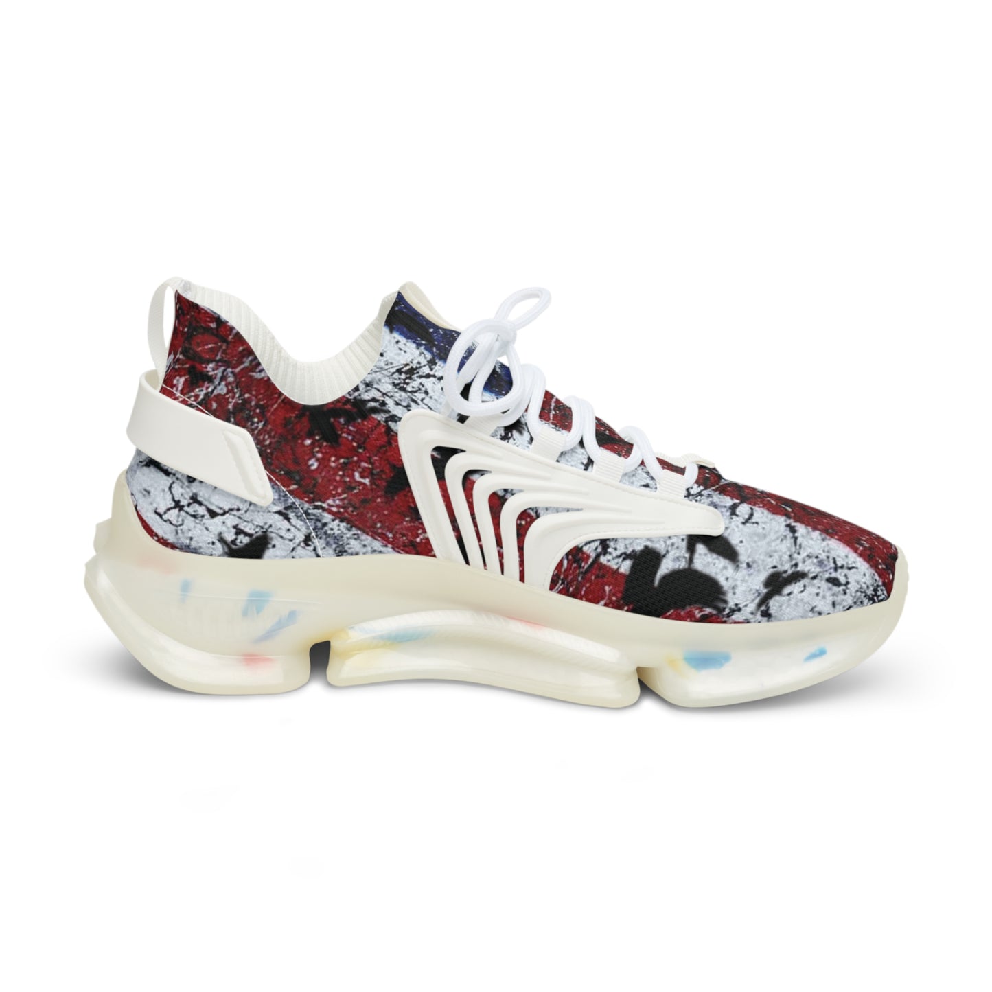 Crowgodshi  1775 Mesh Sneakers with Artistic Bird Print