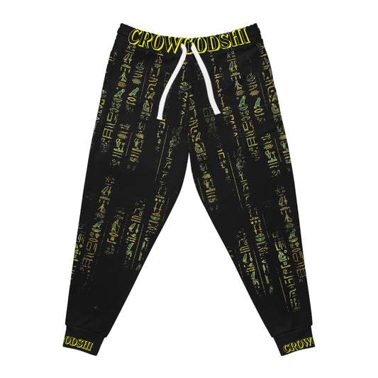 Crowgodshi Designer Hieroglyphs Athletic Joggers