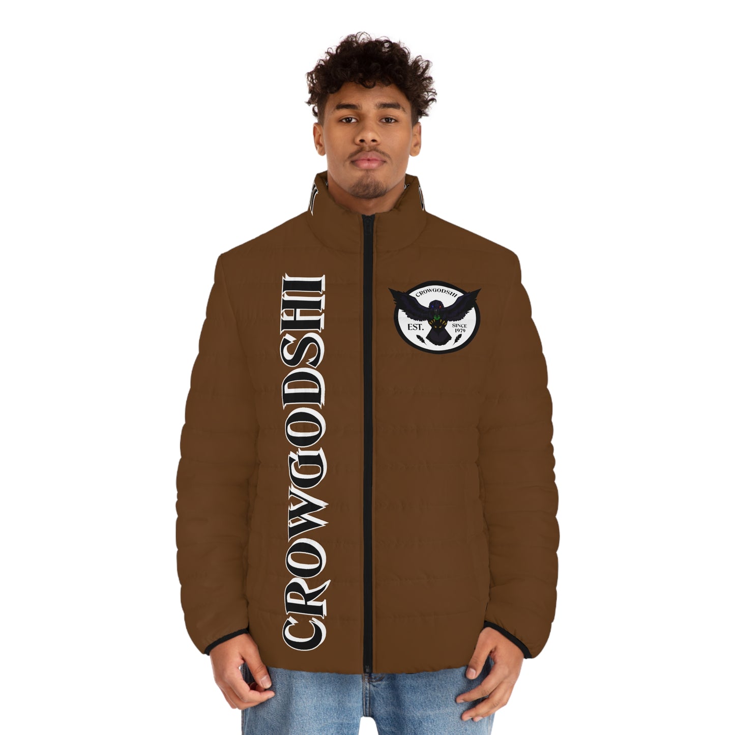 Men's CROWGODSHI Puffer Jacket, BROWN