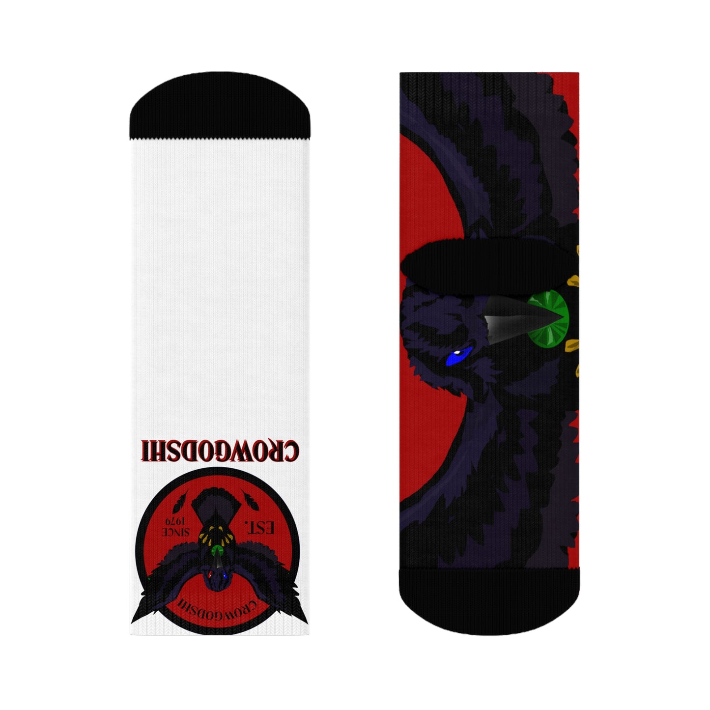 Crowgodshi First Generation Limited Edition White Socks, DUKE BLUE LOGO