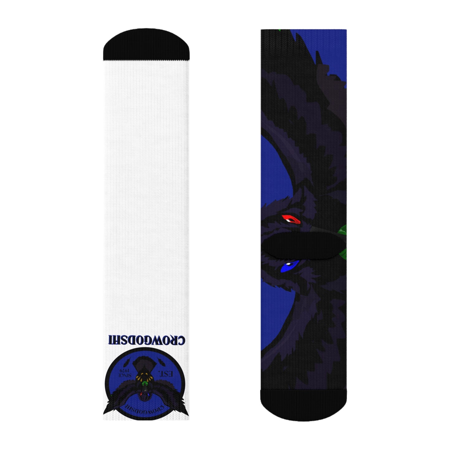 Crowgodshi First Generation Limited Edition White Socks, DUKE BLUE LOGO