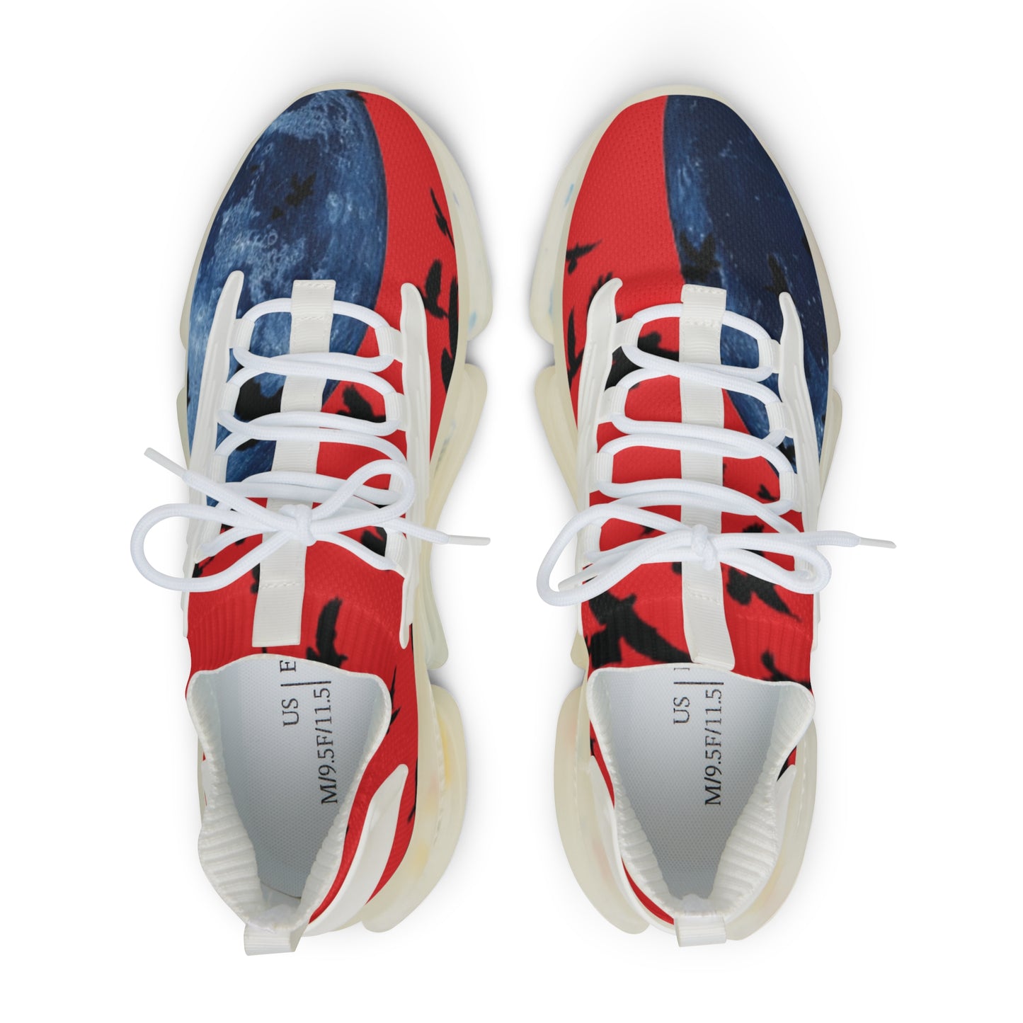 Crowgodshi Mesh Sneakers with Artistic Bird Print