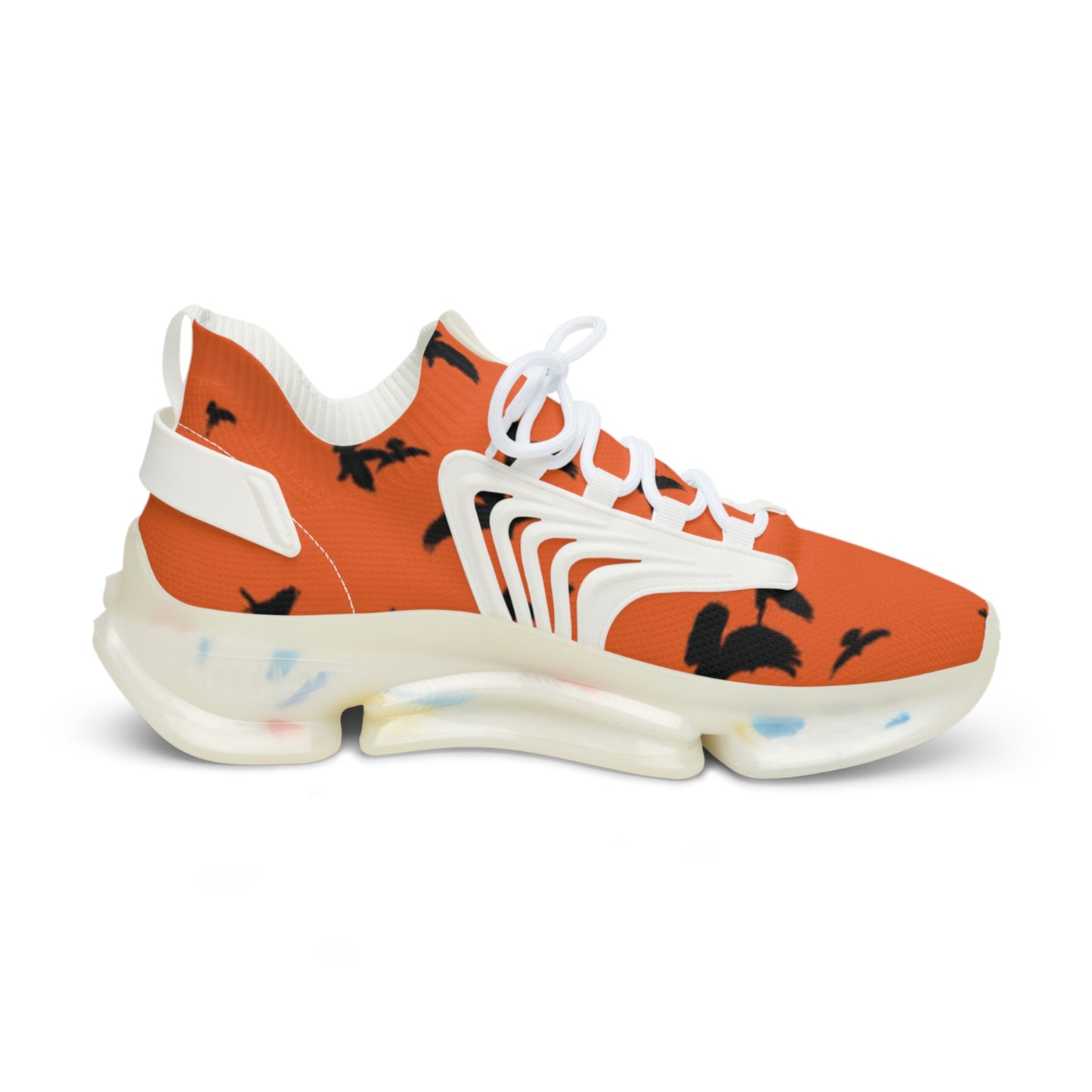 Crowgodshi Mesh Sneakers with Artistic Bird Print