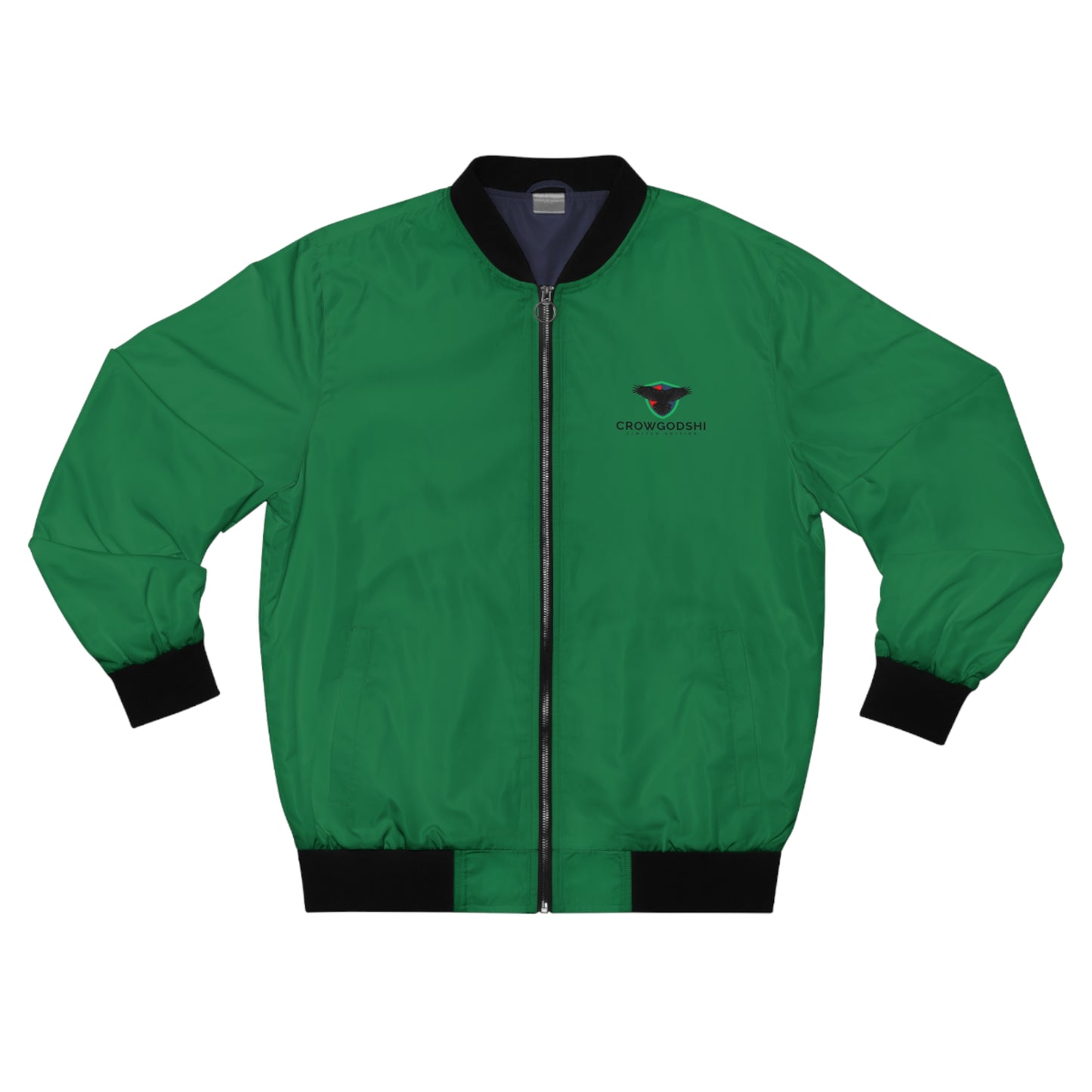 Men's Limited Edition Bomber Jacket - Stylish Green Design with Crow Emblem