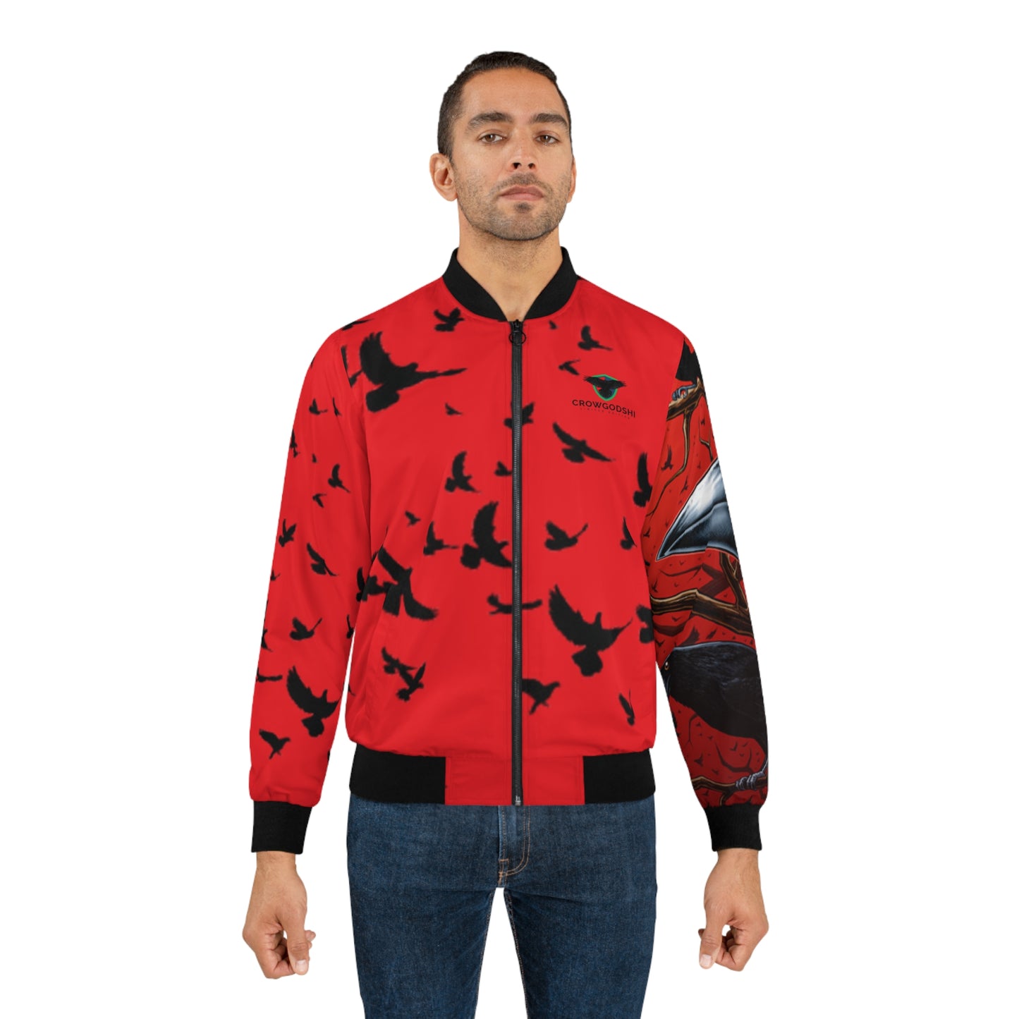 Limited Edition Men's Bomber Jacket with Crow World Design
