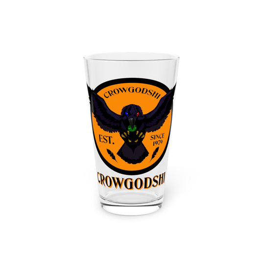 Orange Logo Crowgodshi Pint Glass, 16oz