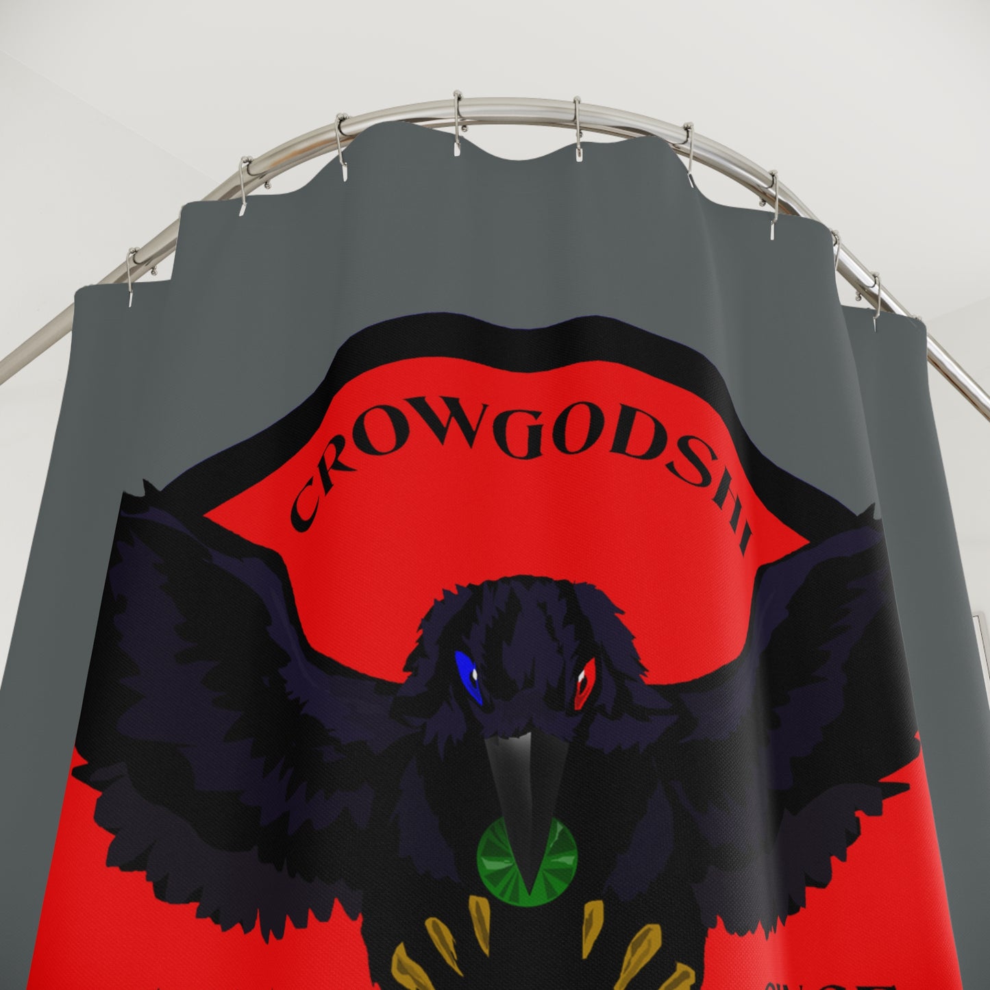 Crowgodshi First Generation Shower Curtain, RED LOGO