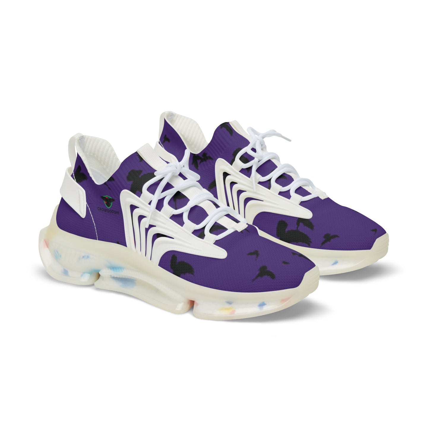 Crowgodshi Mesh Sneakers with Artistic Bird Print