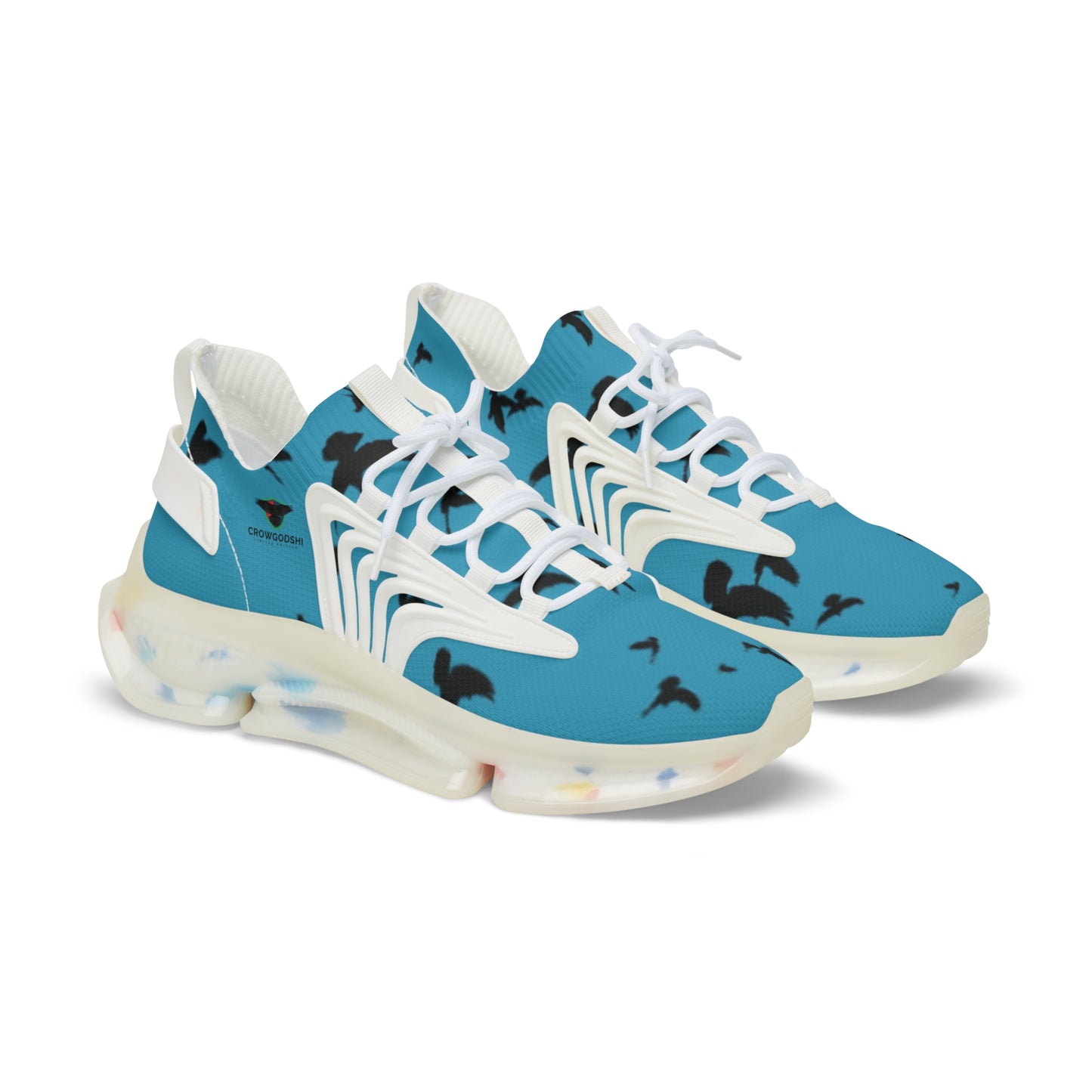 Crowgodshi Mesh Sneakers with Artistic Bird Print