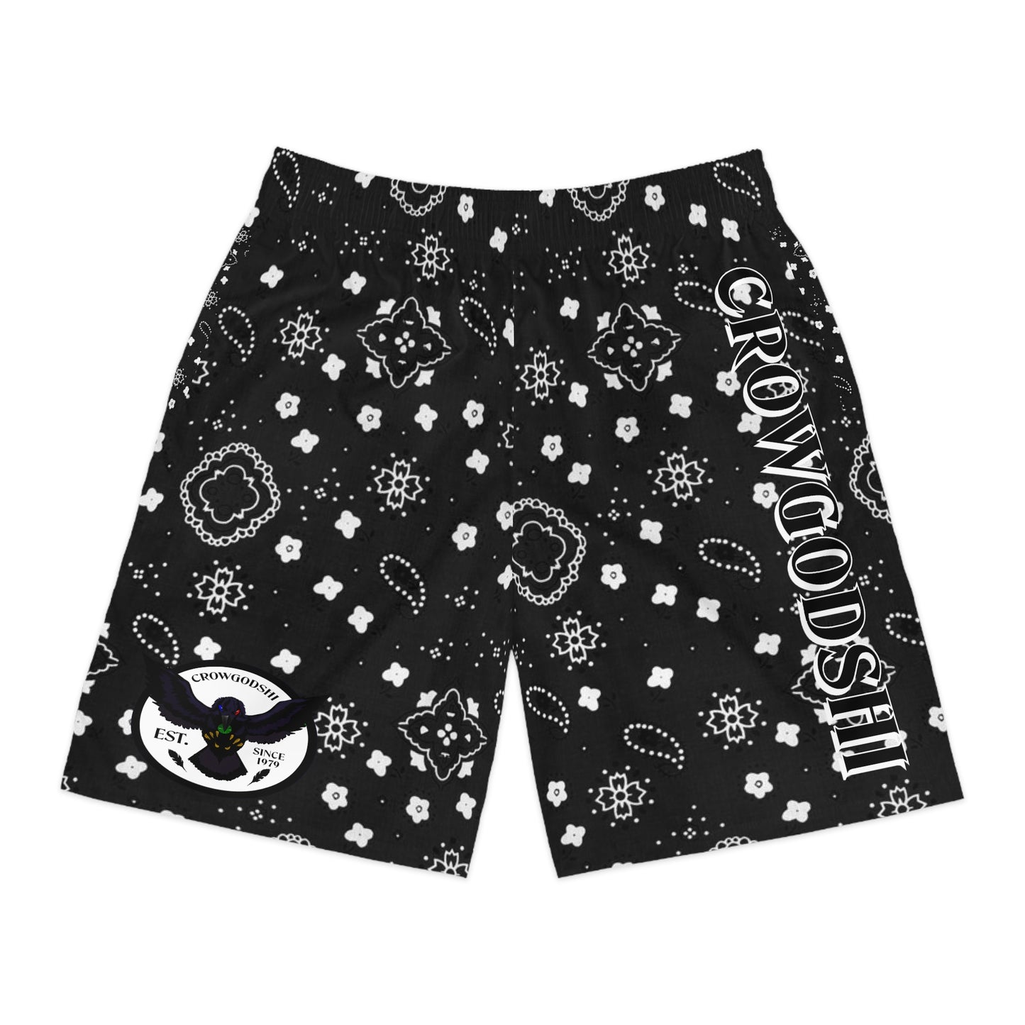 Crowgodshi Men's Black Colors Hawaiian Shorts