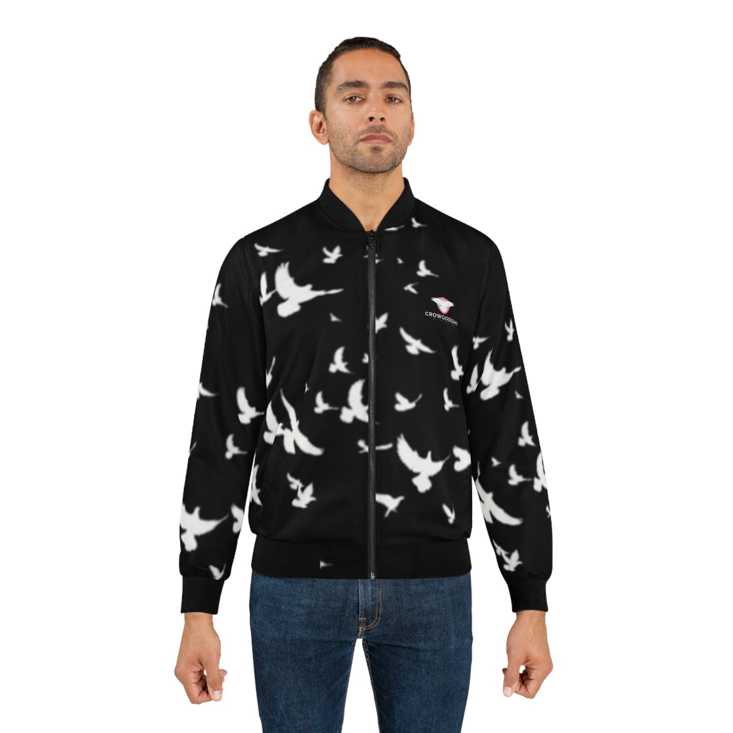 Limited Edition Men's Bomber Jacket with Soaring Birds Design