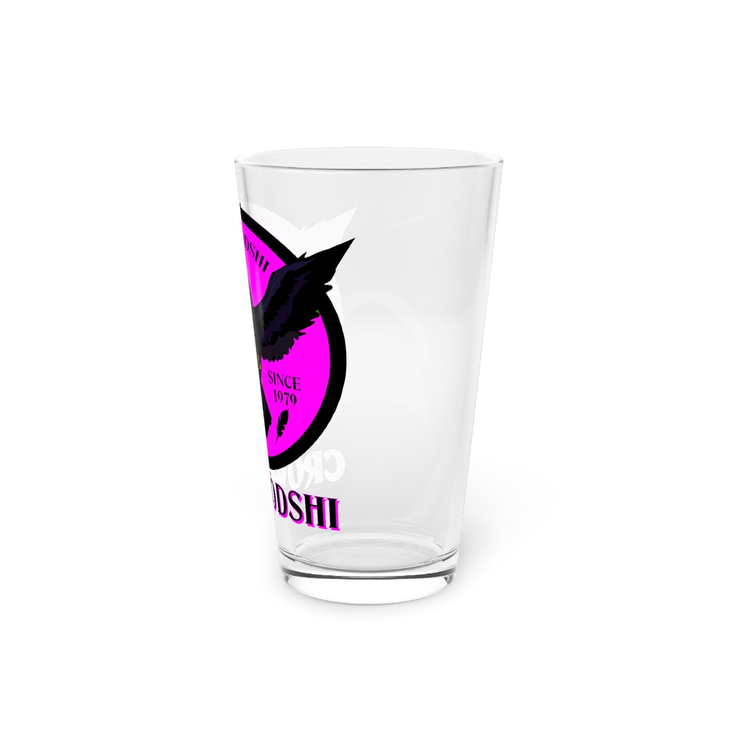 Pink Logo Crowgodshi Pint Glass, 16oz
