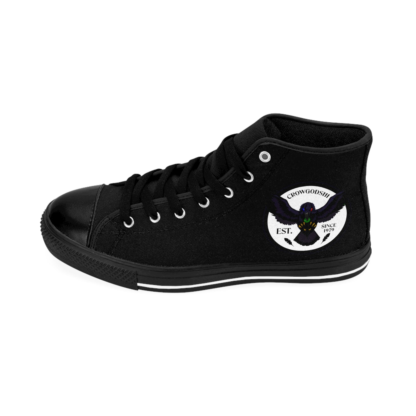 Crowgodshi 2nd Gen. High-Tops, Black on Black w/ WHITE LOGO