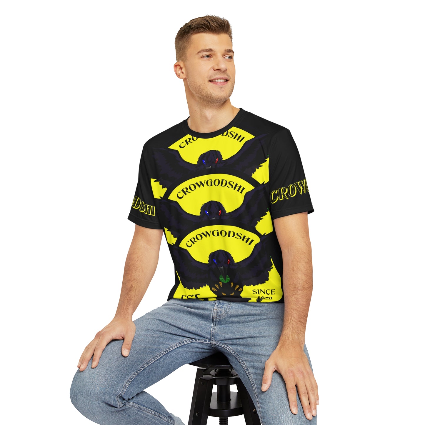 Special Edition Crowgodshi Designer T-shirt, YELLOW LOGO