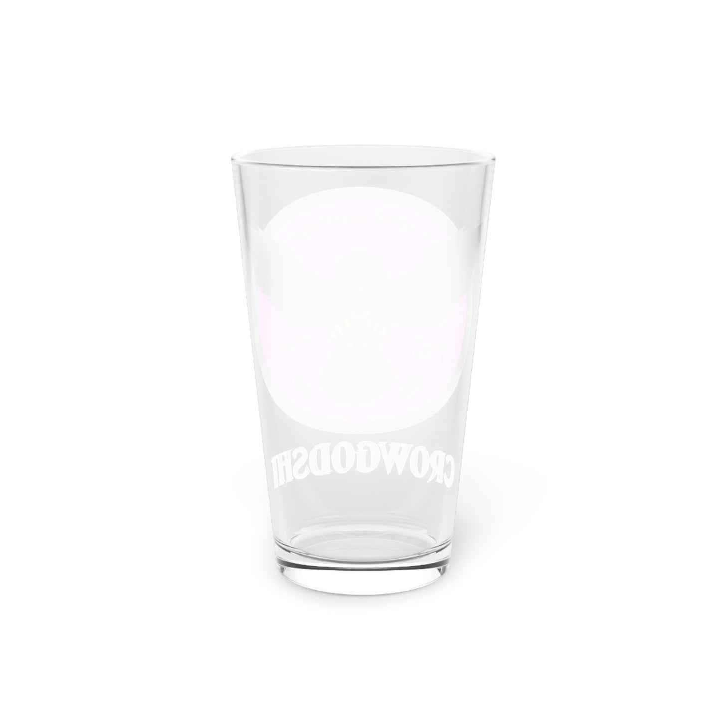 Pink Logo Crowgodshi Pint Glass, 16oz