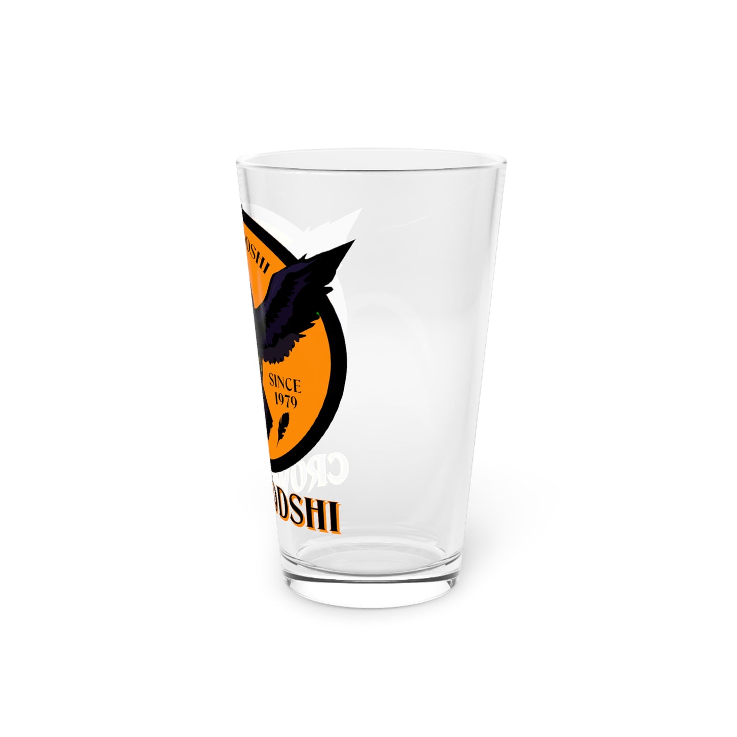 Orange Logo Crowgodshi Pint Glass, 16oz