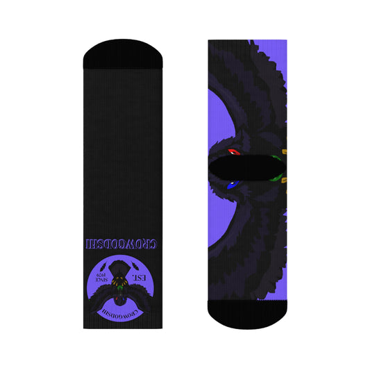 Crowgodshi First Generation Limited Edition Black Socks, PURPLE LOGO