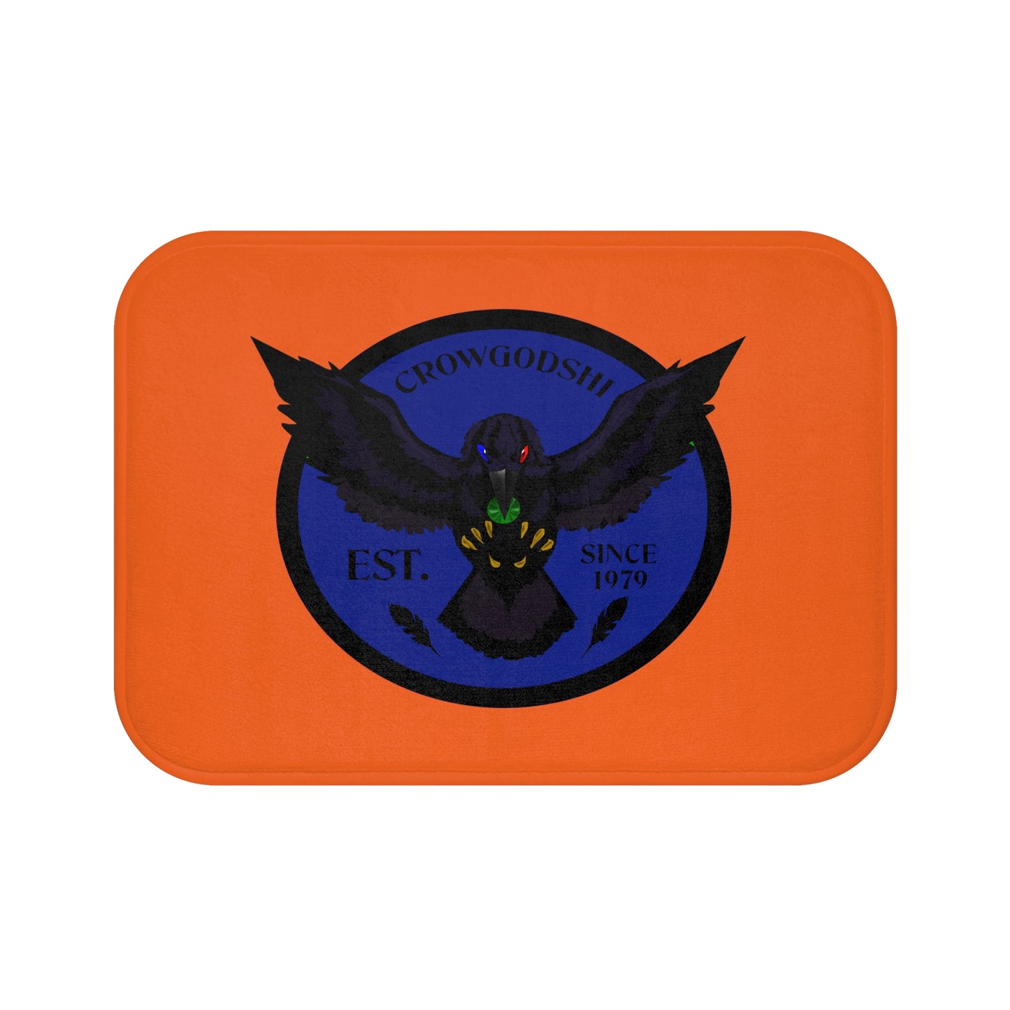 Crowgodshi First Generation Bath Mat, BLUE LOGO