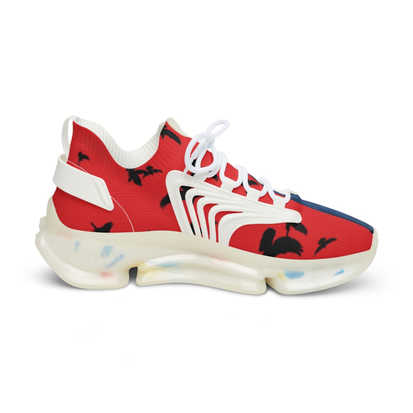 Crowgodshi Mesh Sneakers with Artistic Bird Print